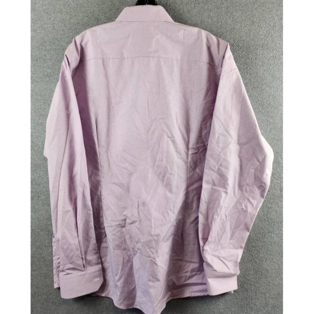 Eton Signature Dobby Contemporary-Fit Dress Shirt Men 17.5 Purple Button Closure
